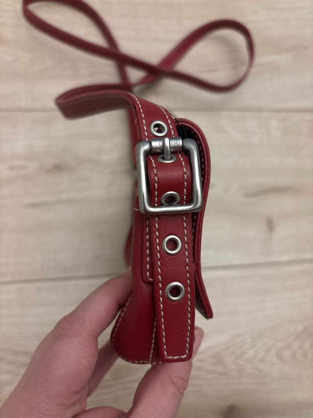 Y2K Coach Mini Legacy Shoulder Bag in Burgundy Red Leather Coach Vintage - Picture 12 of 15